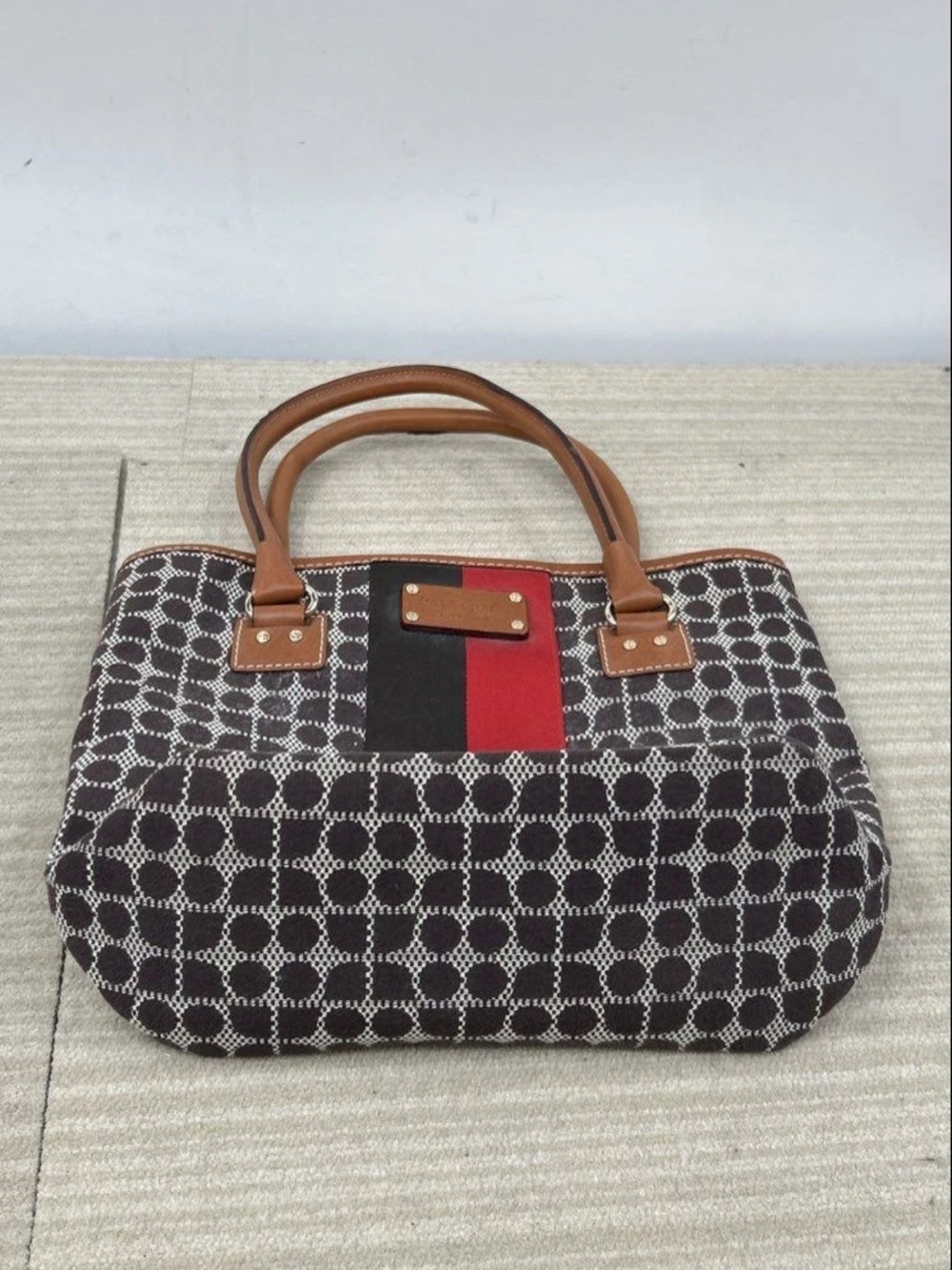 kate spade Black, Red & Tan Jacquard Stripe Tote - Picture 12 of 15